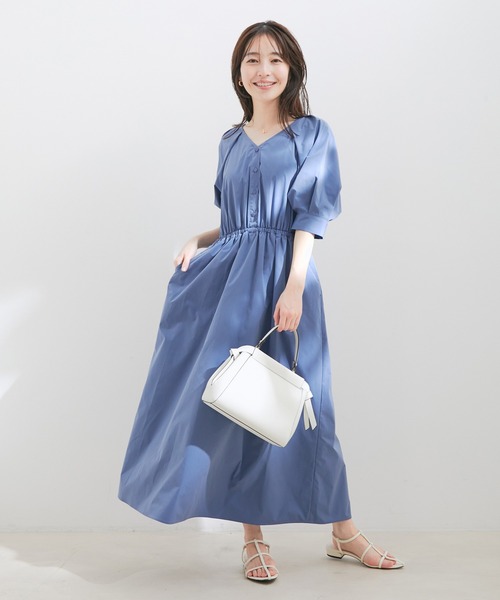 【前後2WAY】ボリュームスリーブフィット＆フレアワンピース【洗える】