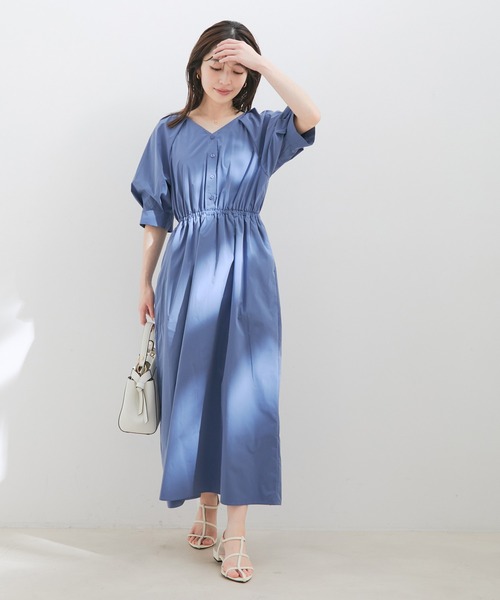 【前後2WAY】ボリュームスリーブフィット＆フレアワンピース【洗える】