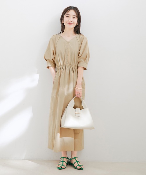 【前後2WAY】ボリュームスリーブフィット＆フレアワンピース【洗える】