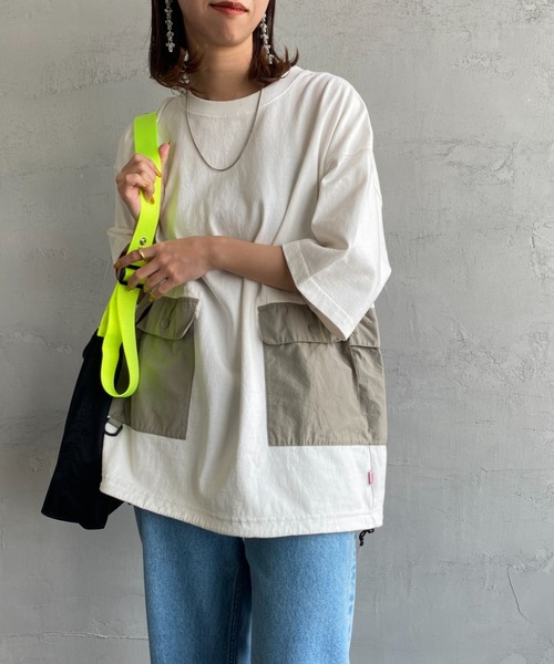 CHUMS（チャムス）の「[CHUMS/チャムス] ヘビーウェイト ユーティリティポケットTシャツ（Tシャツ/カットソー・レディース・ブラック/ホワイト・XL/M/L）」の2枚目の写真