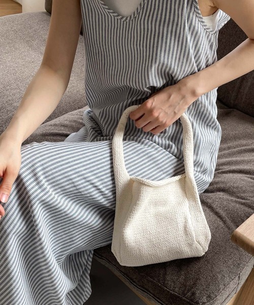 El mar（エルマール）の「El mar　ニットミニトートバッグ（トートバッグ・レディース・オレンジ/アイボリー・ONE SIZE）」の2枚目の写真