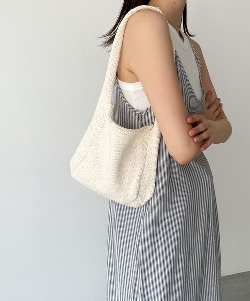 El mar（エルマール）の「El mar　ニットミニトートバッグ（トートバッグ・レディース・オレンジ/アイボリー・ONE SIZE）」の3枚目の写真