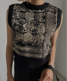 Ameri（アメリ）の「2WAY LACE PAINTING KNIT TOP（ニット/セーター