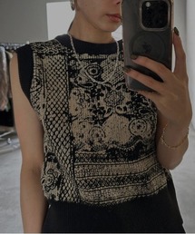 Ameri（アメリ）の「2WAY LACE PAINTING KNIT TOP（ニット/セーター