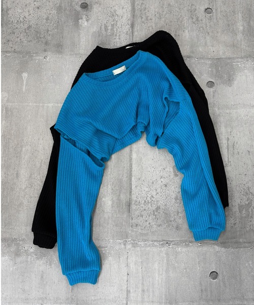 【Mugler】カットアウトメッシュクロップトップ LVEU.】カットアウトクロップドメッシュニット / トップス