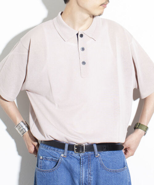 GLOSTER（グロスター）の「【GLOSTER/グロスター】リネンライク ニットポロシャツ サマーニット（ポロシャツ・メンズ・チャコールグレー/レッド/グレイッシュベージュ・S/M/L）」の11枚目の写真