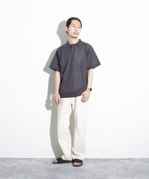 GLOSTER（グロスター）の「【GLOSTER/グロスター】リネンライク ニットポロシャツ サマーニット（ポロシャツ・メンズ・チャコールグレー/レッド/グレイッシュベージュ・S/M/L）」の21枚目の写真