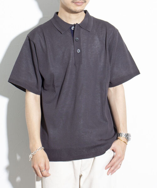 GLOSTER（グロスター）の「【GLOSTER/グロスター】リネンライク ニットポロシャツ サマーニット（ポロシャツ・メンズ・チャコールグレー/レッド/グレイッシュベージュ・S/M/L）」の22枚目の写真