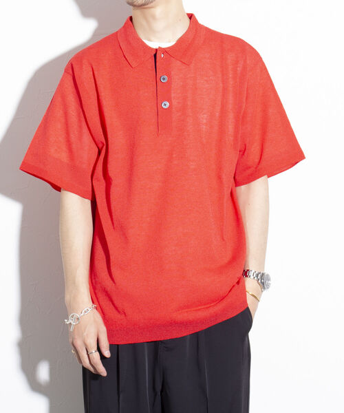 GLOSTER（グロスター）の「【GLOSTER/グロスター】リネンライク ニットポロシャツ サマーニット（ポロシャツ・メンズ・チャコールグレー/レッド/グレイッシュベージュ・S/M/L）」の8枚目の写真