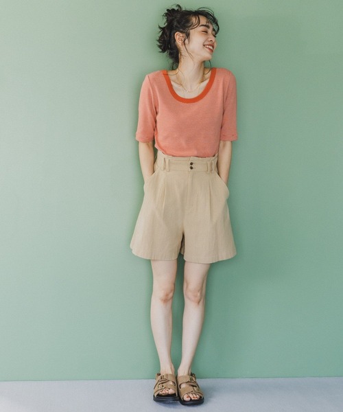 BAYFLOW（ベイフロー）の「2WAYボーダープルオーバー（Tシャツ/カットソー・レディース・オフホワイト/オレンジ/ライトオリーブ・SMALL/MEDIUM）」の22枚目の写真