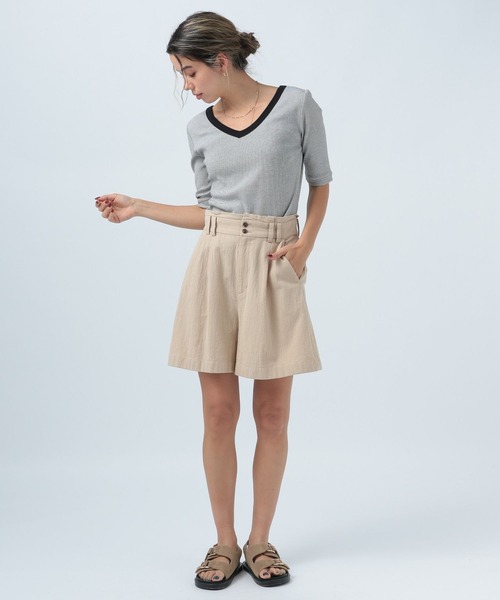 BAYFLOW（ベイフロー）の「2WAYボーダープルオーバー（Tシャツ/カットソー・レディース・オフホワイト/オレンジ/ライトオリーブ・SMALL/MEDIUM）」の16枚目の写真