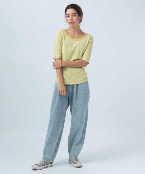 BAYFLOW（ベイフロー）の「2WAYボーダープルオーバー（Tシャツ/カットソー・レディース・オフホワイト/オレンジ/ライトオリーブ・SMALL/MEDIUM）」の17枚目の写真