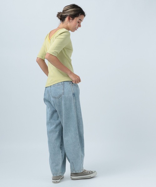 BAYFLOW（ベイフロー）の「2WAYボーダープルオーバー（Tシャツ/カットソー・レディース・オフホワイト/オレンジ/ライトオリーブ・SMALL/MEDIUM）」の13枚目の写真