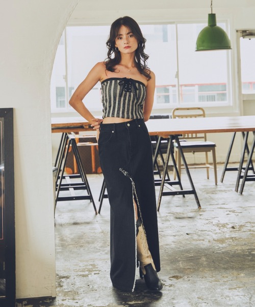 レースアップチューブトップス（チューブトップ）｜JUST A NOON