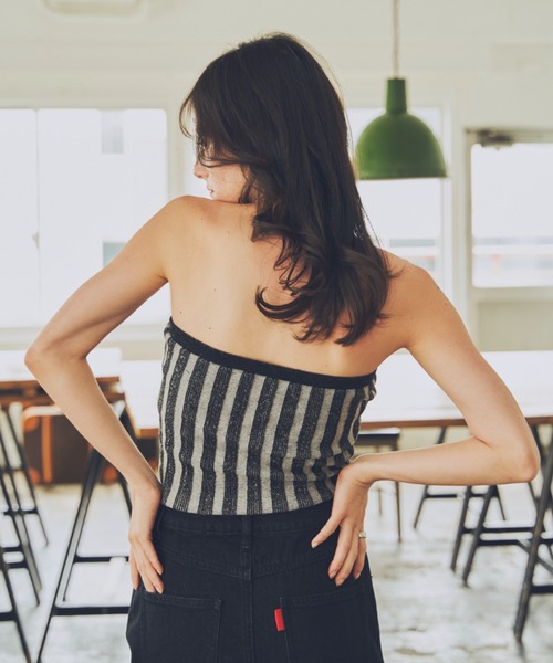 JUST A NOON（ジャストアヌーン）の「レースアップチューブトップス（チューブトップ・レディース・ブラック/アイボリー・FREE）」の14枚目の写真