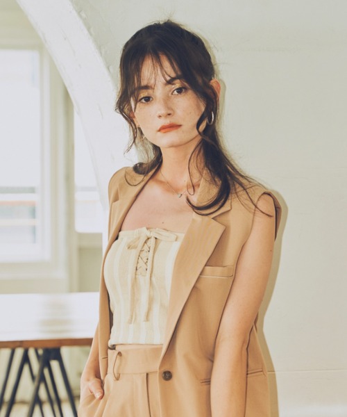 JUST A NOON（ジャストアヌーン）の「レースアップチューブトップス（チューブトップ・レディース・ブラック/アイボリー・FREE）」の18枚目の写真