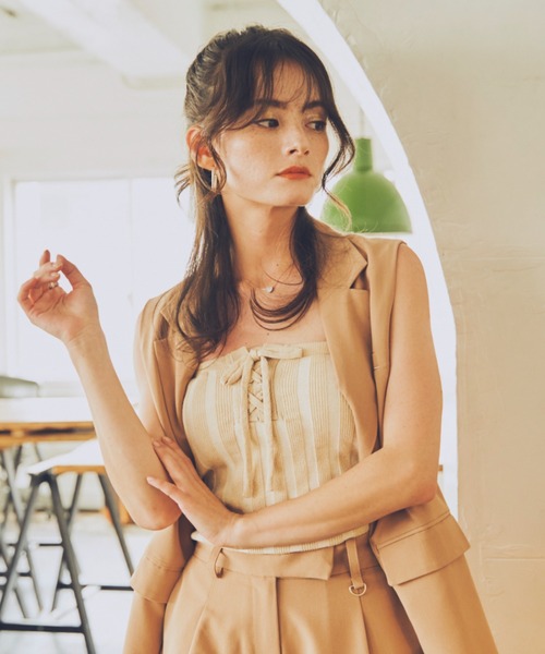 JUST A NOON（ジャストアヌーン）の「レースアップチューブトップス（チューブトップ・レディース・ブラック/アイボリー・FREE）」の17枚目の写真