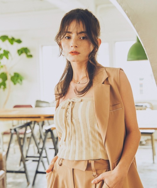 JUST A NOON（ジャストアヌーン）の「レースアップチューブトップス（チューブトップ・レディース・ブラック/アイボリー・FREE）」の19枚目の写真