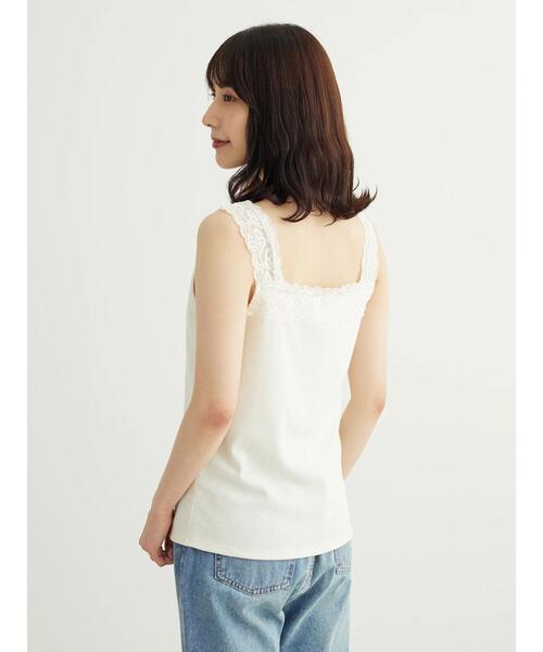 Green Parks(グリーンパークス)の「2WAYレーステレコタンク2(タンクトップ・レディース・ブラック/アイボリー・FREE)」の5枚目の写真
