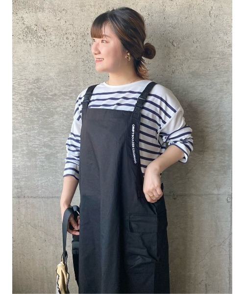 CAMP7（キャンプセブン）の「【CAMP7】プリントロゴジャンスカ（サロペット/オーバーオール・レディース・カーキブラウン/ブラック・M-L）」の14枚目の写真