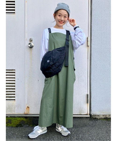 CAMP7（キャンプセブン）の「【CAMP7】プリントロゴジャンスカ（サロペット/オーバーオール・レディース・カーキブラウン/ブラック・M-L）」の16枚目の写真