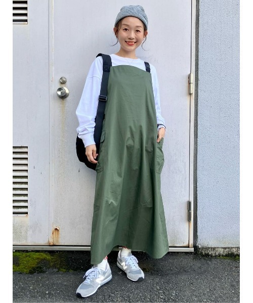 CAMP7（キャンプセブン）の「【CAMP7】プリントロゴジャンスカ（サロペット/オーバーオール・レディース・カーキブラウン/ブラック・M-L）」の17枚目の写真