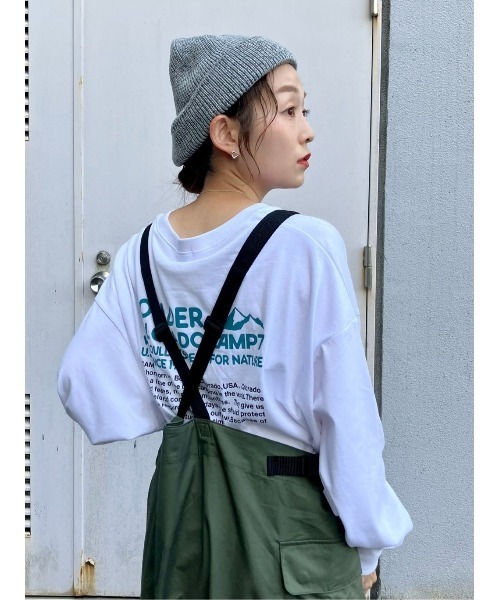 CAMP7（キャンプセブン）の「【CAMP7】プリントロゴジャンスカ（サロペット/オーバーオール・レディース・カーキブラウン/ブラック・M-L）」の20枚目の写真