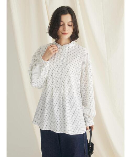 CRAFT STANDARD BOUTIQUE（クラフトスタンダードブティック）の「ピコフリルドットブラウス（シャツ/ブラウス・レディース・ブラック/ホワイト/ベージュ・FREE）」の4枚目の写真
