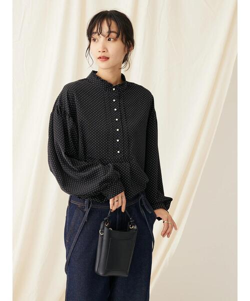CRAFT STANDARD BOUTIQUE（クラフトスタンダードブティック）の「ピコフリルドットブラウス（シャツ/ブラウス・レディース・ブラック/ホワイト/ベージュ・FREE）」の7枚目の写真