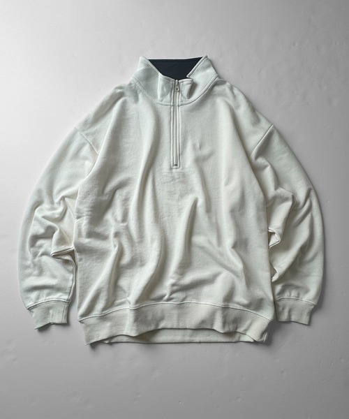 Confirm（コンファーム）の「ビッグシルエット ベーシック ハーフジッププルオーバースウェット カットソー ユニセックス【Confirm】（スウェット・メンズ・ベージュ/ブルー/ブラック/チャコールグレー/グレー/ネイビー/カーキ・L/M）」の4枚目の写真