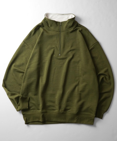 Confirm（コンファーム）の「ビッグシルエット ベーシック ハーフジッププルオーバースウェット カットソー ユニセックス【Confirm】（スウェット・メンズ・ベージュ/ブルー/ブラック/チャコールグレー/グレー/ネイビー/カーキ・L/M）」の5枚目の写真