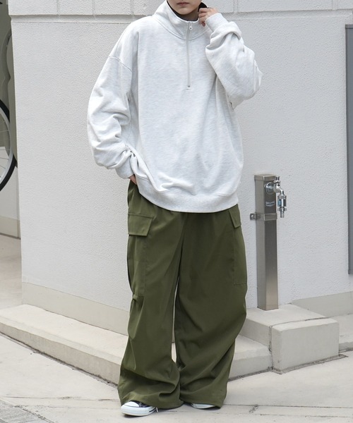 Confirm（コンファーム）の「ビッグシルエット ベーシック ハーフジッププルオーバースウェット カットソー ユニセックス【Confirm】（スウェット・メンズ・ベージュ/ブルー/ブラック/チャコールグレー/グレー/ネイビー/カーキ・L/M）」の15枚目の写真