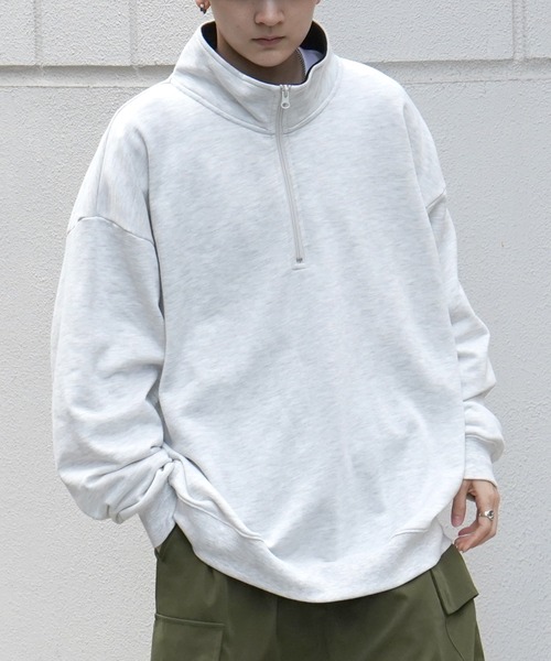 Confirm（コンファーム）の「ビッグシルエット ベーシック ハーフジッププルオーバースウェット カットソー ユニセックス【Confirm】（スウェット・メンズ・ベージュ/ブルー/ブラック/チャコールグレー/グレー/ネイビー/カーキ・L/M）」の19枚目の写真