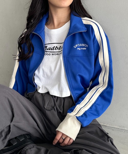 セール】ラインショート丈トラックジャケット（ブルゾン）｜CLEA