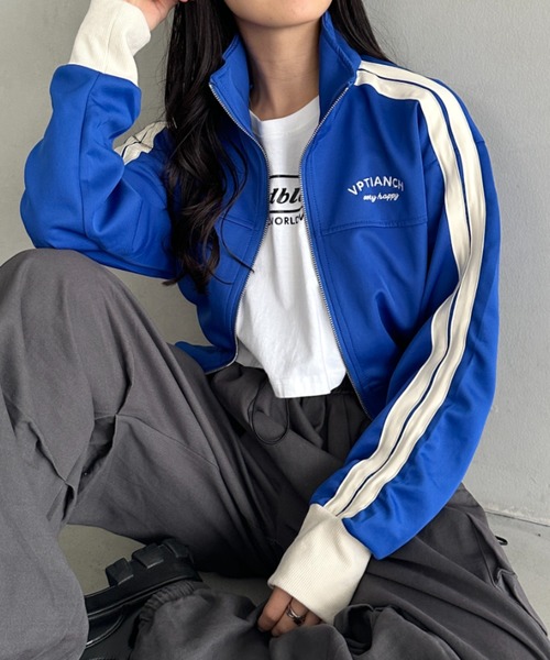 セール】ラインショート丈トラックジャケット（ブルゾン）｜CLEA