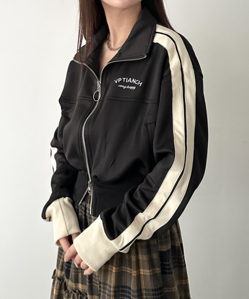 セール】ラインショート丈トラックジャケット（ブルゾン）｜CLEA