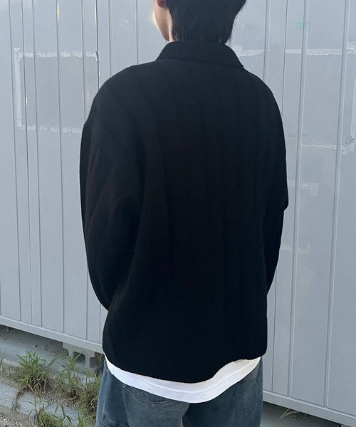 PICSAS（ピクサス）の「【PICSAS】ストライプラインハーフジップポロニット（ニット/セーター・メンズ・ブラック/グリーン/ライトグレー/ベージュ・L/M）」の21枚目の写真