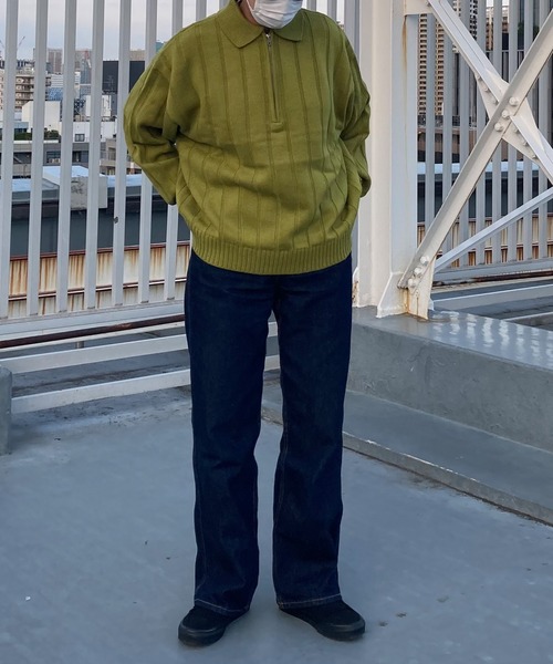 PICSAS（ピクサス）の「【PICSAS】ストライプラインハーフジップポロニット（ニット/セーター・メンズ・ブラック/グリーン/ライトグレー/ベージュ・L/M）」の8枚目の写真