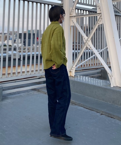 PICSAS（ピクサス）の「【PICSAS】ストライプラインハーフジップポロニット（ニット/セーター・メンズ・ブラック/グリーン/ライトグレー/ベージュ・L/M）」の9枚目の写真