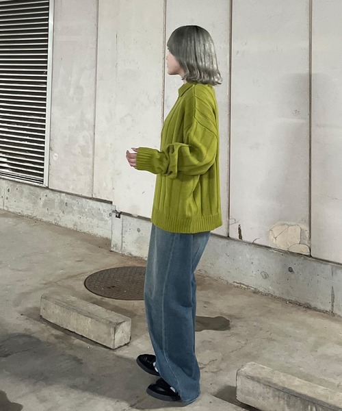 PICSAS（ピクサス）の「【PICSAS】ストライプラインハーフジップポロニット（ニット/セーター・メンズ・ブラック/グリーン/ライトグレー/ベージュ・L/M）」の14枚目の写真