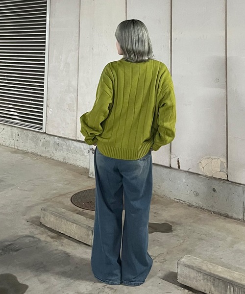 PICSAS（ピクサス）の「【PICSAS】ストライプラインハーフジップポロニット（ニット/セーター・メンズ・ブラック/グリーン/ライトグレー/ベージュ・L/M）」の15枚目の写真