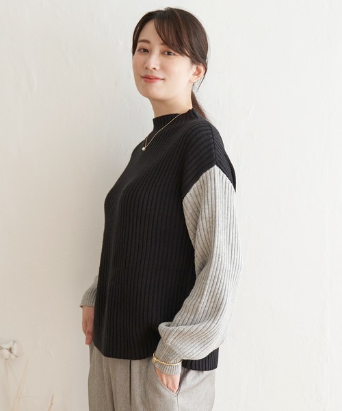 ikka(イッカ)の「配色ワイドリブニット(ニット/セーター・レディース・ブラック/オフホワイト/ミント・M/S/L)」の20枚目の写真