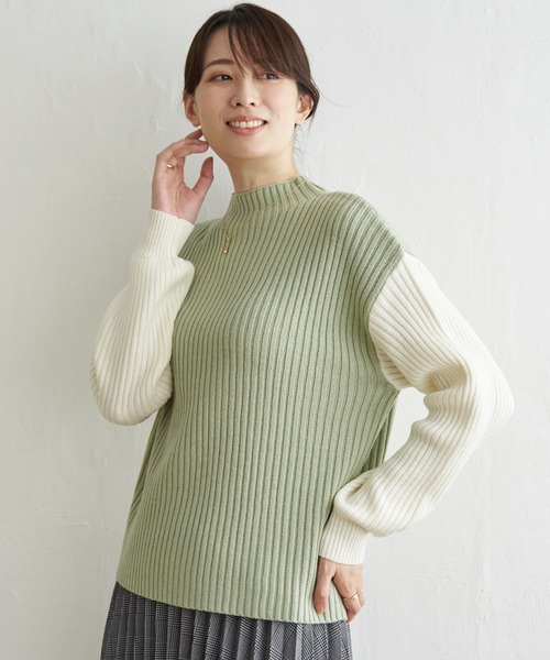 ikka(イッカ)の「配色ワイドリブニット(ニット/セーター・レディース・ブラック/オフホワイト/ミント・M/S/L)」の21枚目の写真