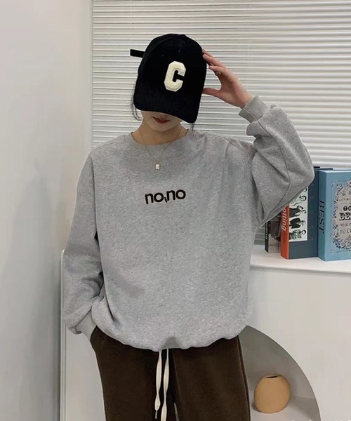 Chaco closet（チャコ クローゼット）の「レタリングロゴ デザインスウェットプルオーバー（スウェット・レディース・グリーン系1/グレー系2/ネイビー系2/ブラック系1/グレー系1・FREE）」の16枚目の写真