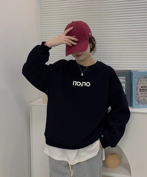 Chaco closet（チャコ クローゼット）の「レタリングロゴ デザインスウェットプルオーバー（スウェット・レディース・グリーン系1/グレー系2/ネイビー系2/ブラック系1/グレー系1・FREE）」の13枚目の写真