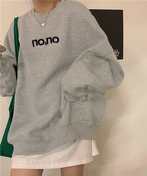 Chaco closet（チャコ クローゼット）の「レタリングロゴ デザインスウェットプルオーバー（スウェット・レディース・グリーン系1/グレー系2/ネイビー系2/ブラック系1/グレー系1・FREE）」の6枚目の写真