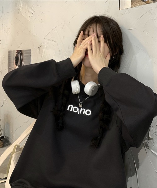 Chaco closet（チャコ クローゼット）の「レタリングロゴ デザインスウェットプルオーバー（スウェット・レディース・グリーン系1/グレー系2/ネイビー系2/ブラック系1/グレー系1・FREE）」の10枚目の写真