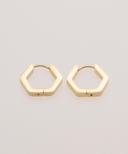 BUTTON&CUFFLINKS(ボタンアンドカフリンクス)の「BUTTON&CUFFLINKS ボタンアンドカフリンクス:ステンレス 六角ピアス 16mm(ピアス(両耳用)・レディース・ブラック/ゴールド/シルバー・FREE)」の14枚目の写真