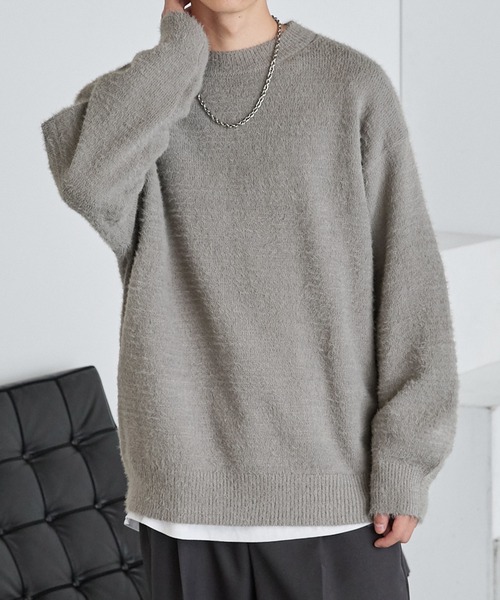 セール】ルーズ シャギー クルーネック ニット プルオーバー（ニット