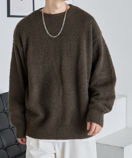 Anchor Smith（アンカー スミス）の「ルーズ シャギー クルーネック ニット プルオーバー（ニット/セーター・メンズ・ワイン/アイボリー/グレー/グレイッシュブルー/ブラック/ダークブラウン/ブラウン/ダークグレー/ブルー系・M/L/S）」の13枚目の写真